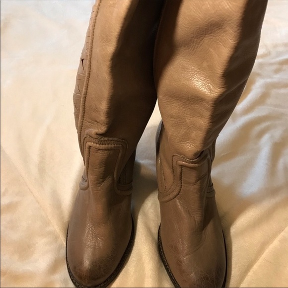 Fossil | Tall leather boots stacked heel size 8 - Picture 5 of 8